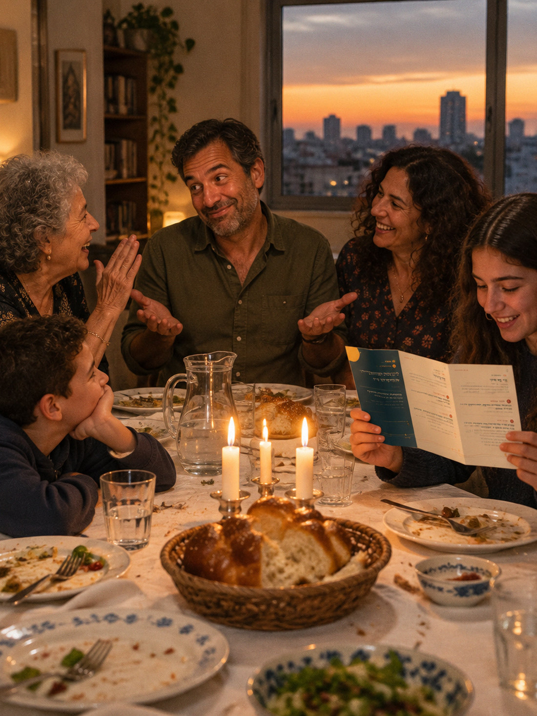 שולחן של שלושה דורות עם העלון